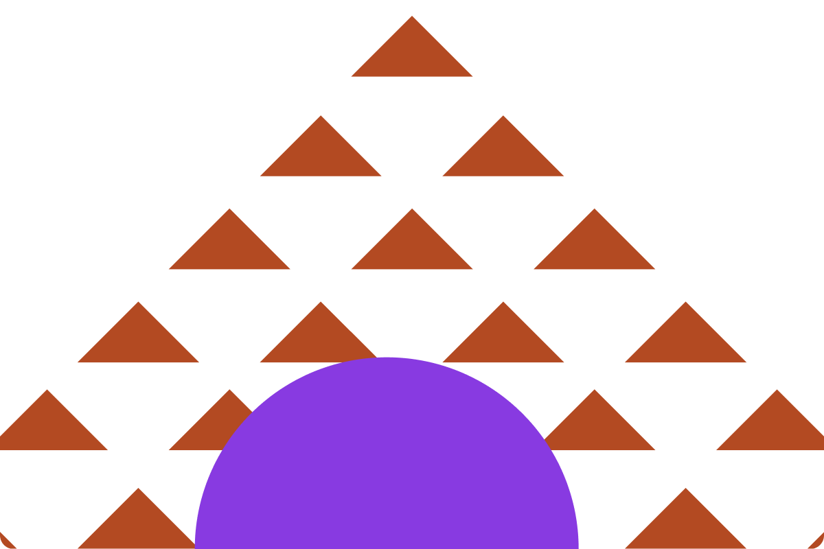 A round circle representing clarity in fron of many triangles representing growth